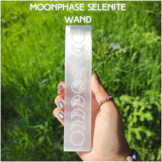 Moon Phase Selenite Charging Wand