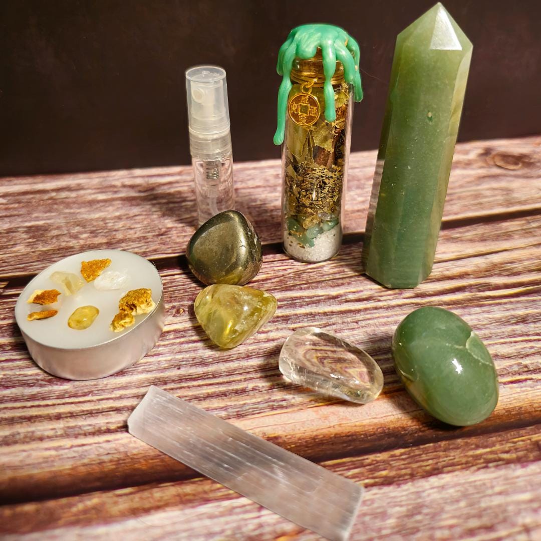 Abundance & Prosperity Spell Box: Wealth Manifestation Crystal Ritual Kit